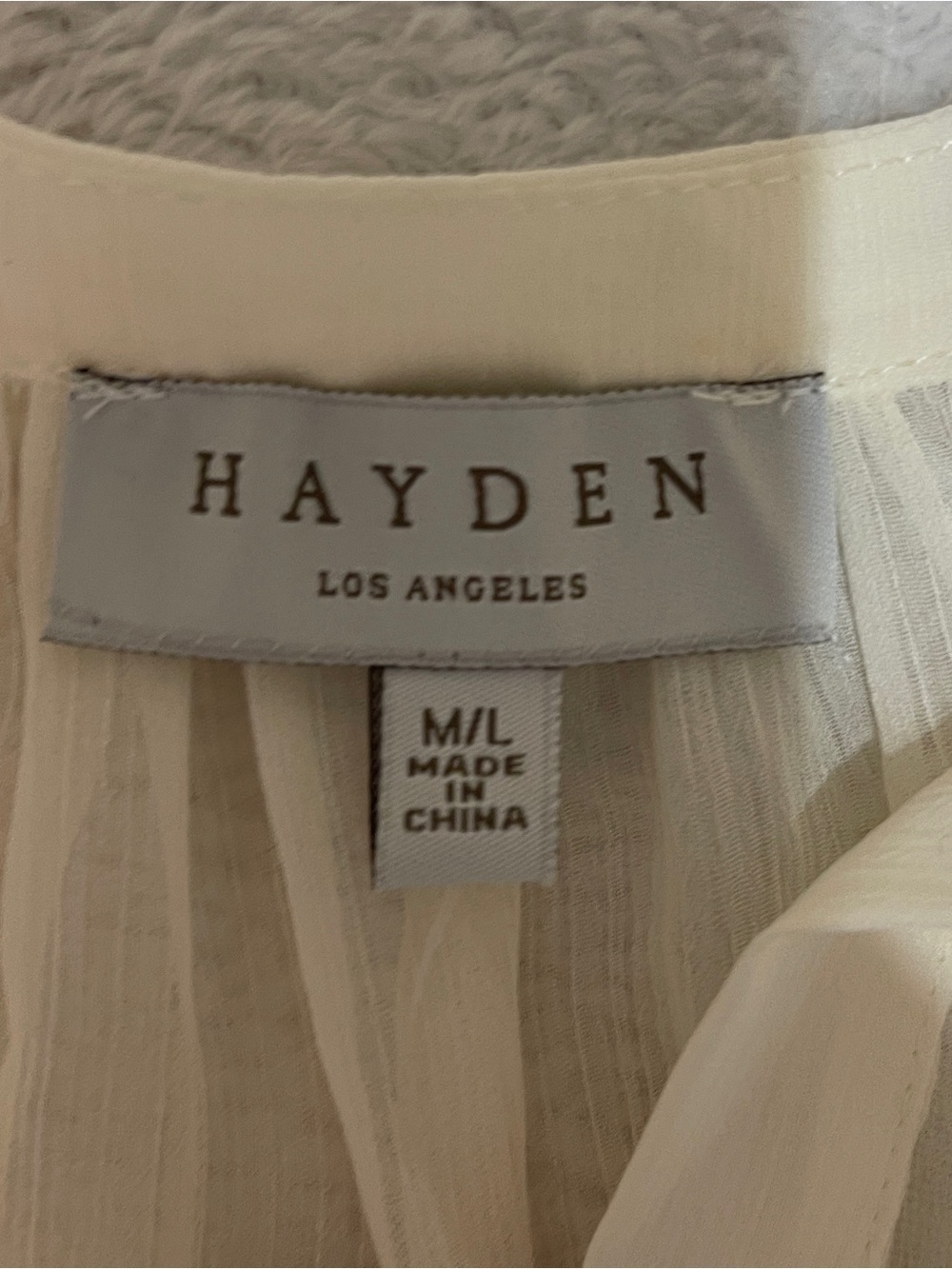 Hayden Los Angeles Sheer White Bohemian Lace Long Sleeve Peasant Blouse Top L - Picture 7 of 13